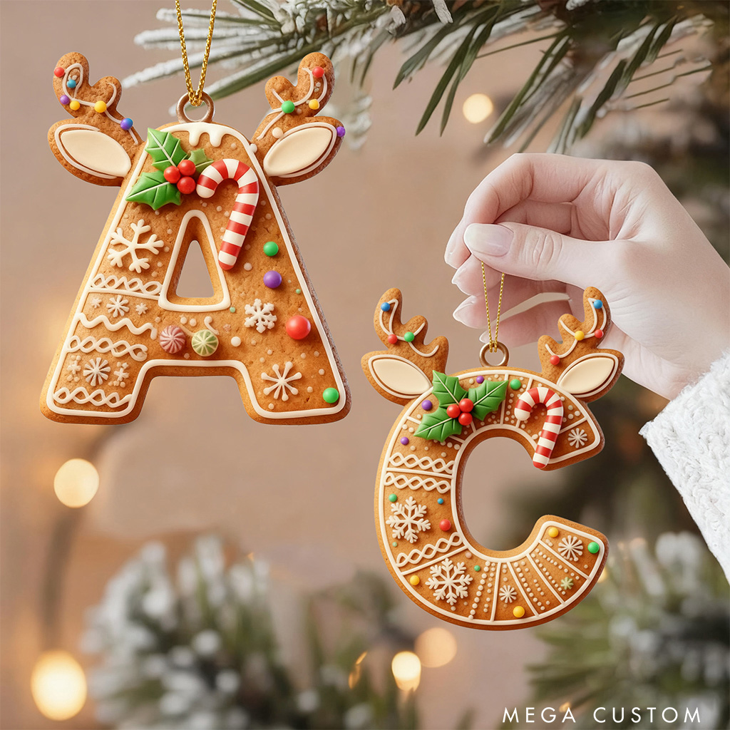 Personalized Alphabet Cookie Christmas Ornament Baking Holiday Decor Custom Cookie Family Ornament for Baker Xmas Gift