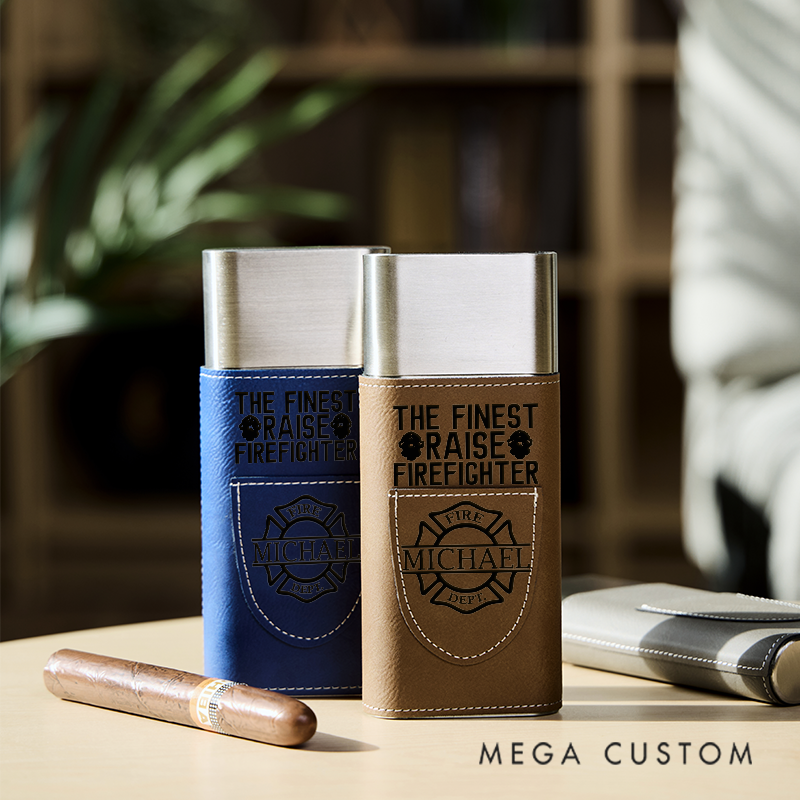 Personalized Cigars Accessories for Men Leather Cigar Holder with Cutter Cigar Travel Case Gift for Dad Luxury Gifts for Husband