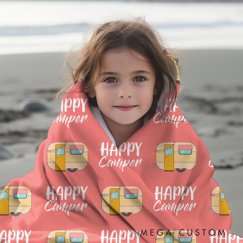 Personalized Happy Camper Lover Blanket Camping Blanket for Girls Rv Accessories for Inside Birthday Gifts for Campers Camp Bedding