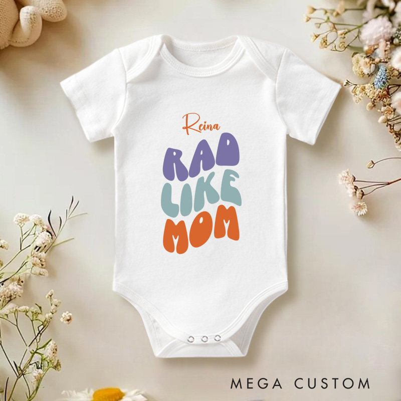 Personalized Rad Like Dad Fun and Colorful Design Celebrating Cool Dads Baby Onesie
