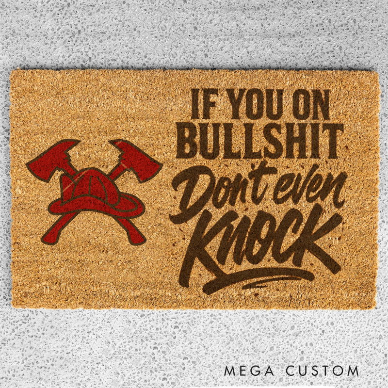 Personalized Firefighter Themed Doormat with Bold Message and Firefighter Hat and Axe Design Durable and Unique Gift for Firefighter Homes