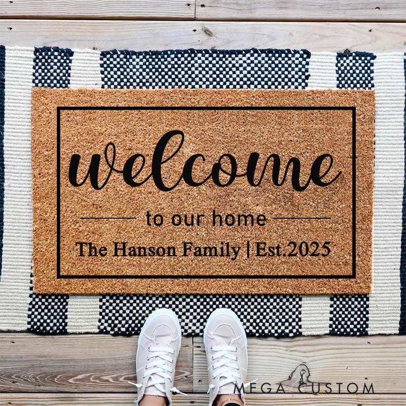 Personalized Welcome Doormat Custom Coir Mat With Family Name And Year Design Durable Indoor Outdoor Rug Perfect Housewarming Or New Home Gift Decor