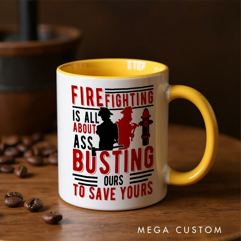 Personalized Firefighter Themed Mug with Custom Name Option Thoughtful Gift for Firefighters