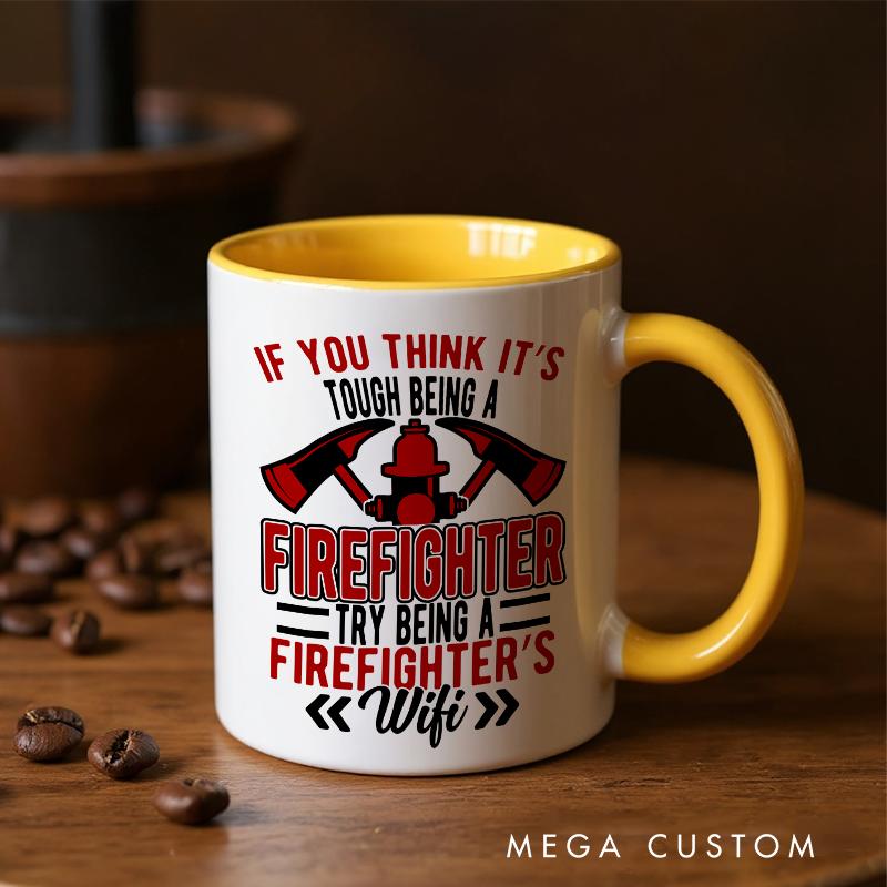 Personalized Firefighter Themed Mug with Custom Name Option and Firefighter’s Wife Quote Perfect Gift for Firefighter Families