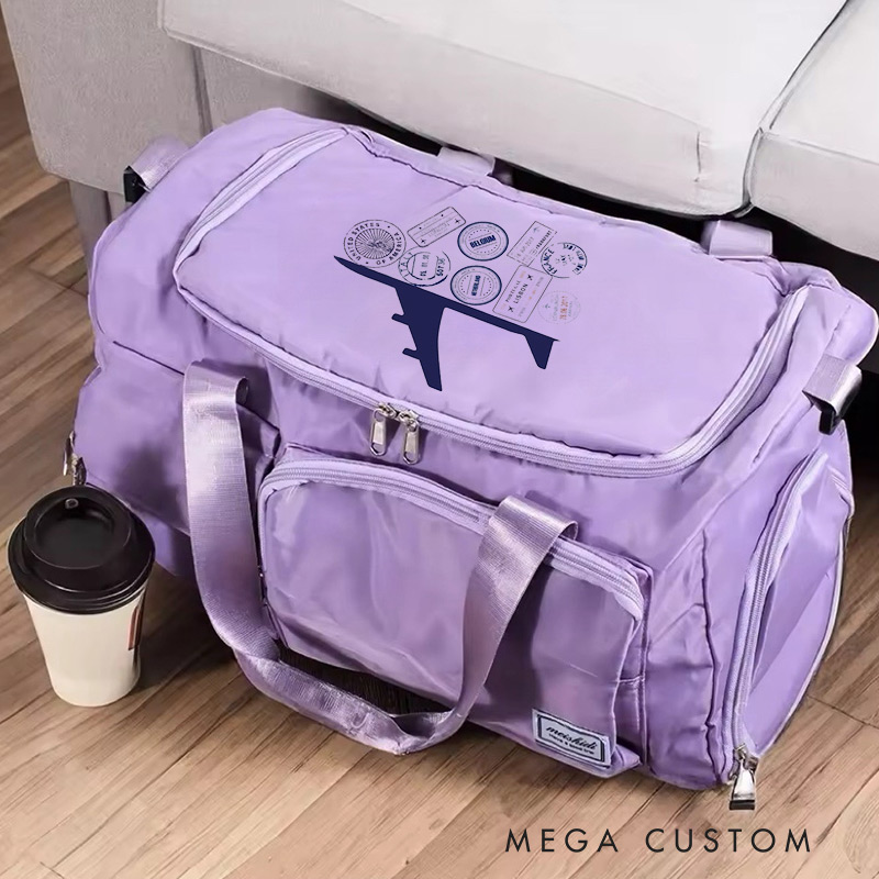 Personalized Travel Stamps Travel Bag Gift for Travel Enthusiasts 