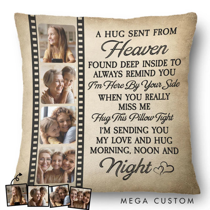Personalized Memorial Throw Pillow Custom Photo I'm Here By Your Side Memorial Gift for Family Mom Dad Siblings Friends