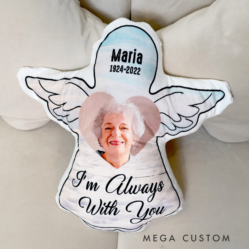 Personalized Angel Pillow Custom Photo I'm Always With You Throw Pillow Remembrance Gift for Loss of Loved One Sympathy Gift