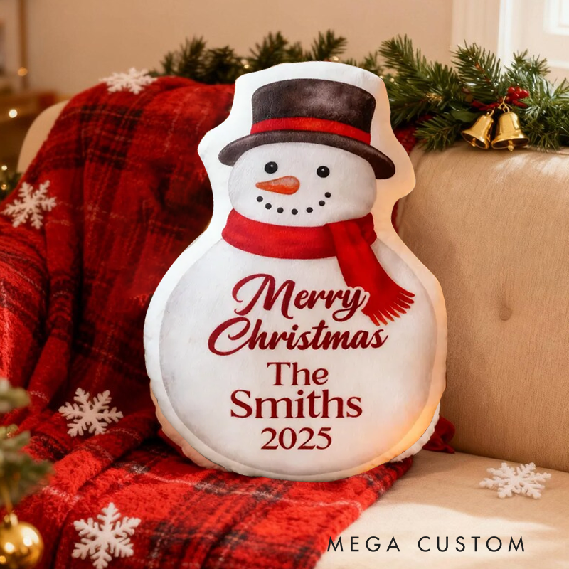 Personalized Christmas Pillow Custom Snowman Doll Family Name Holiday Gift Family Custom Christmas Decor Custom Photo Pillow Holiday Decor