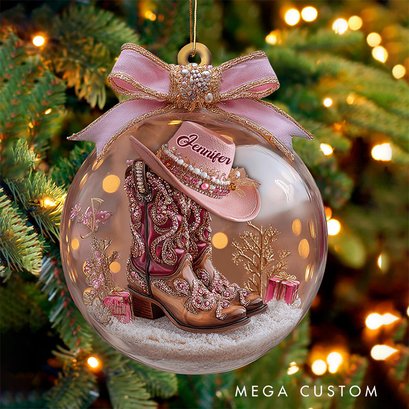 Personalized Cowgirl Boots Ornament Gift For Cowgirl