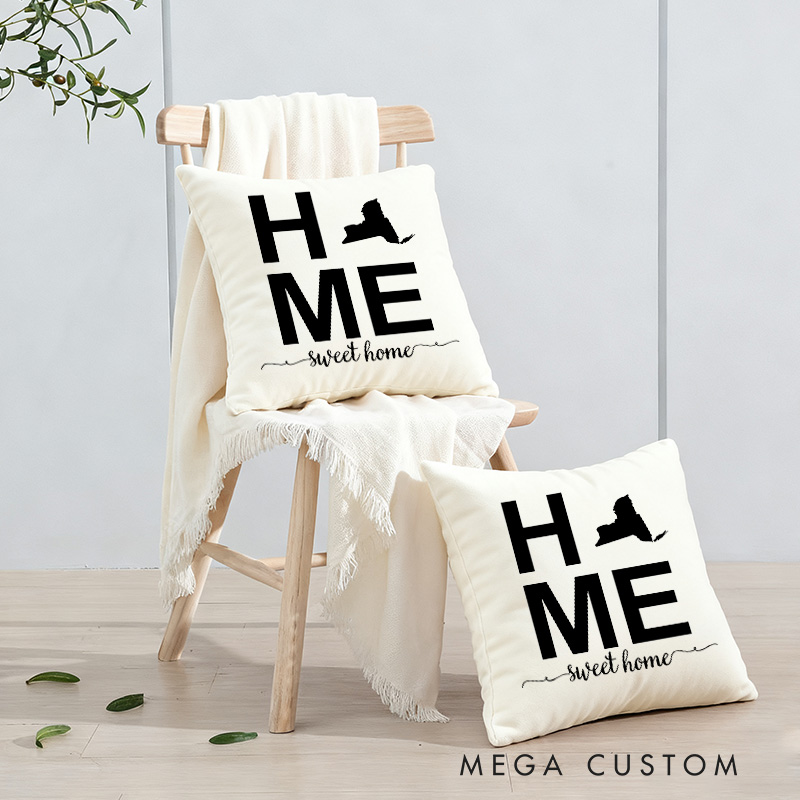Personalized Throw Pillow Moving Away Gift New Home Housewarming Gift Home Sweet Home Throw Pillow Cover US State Map Gift