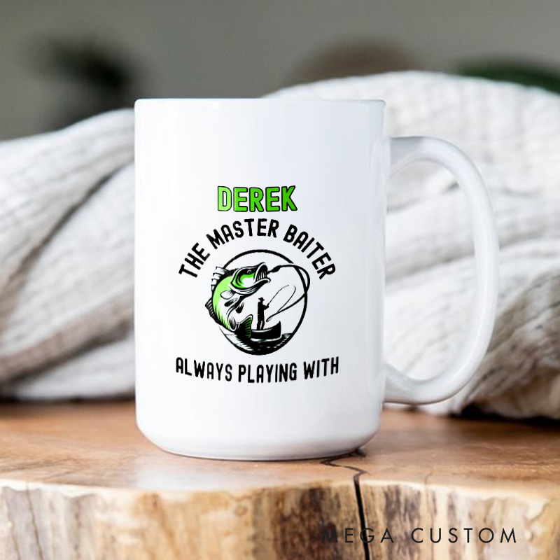 Personalized Fishing Mug Master Baiter Mug Fisherman Gift Idea Fishing Gift Fishing Mug Funny Present Angler Custom Gift for Anglers Fishermen and Tackle Lovers
