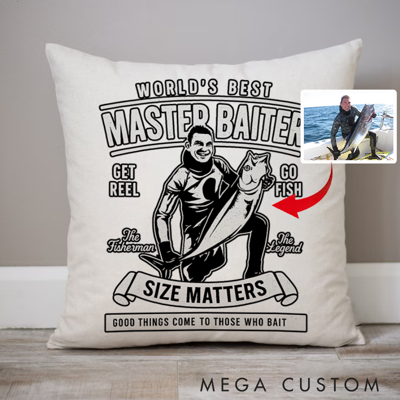 Personalized Fishing Pillow Custom Photo Pillow Funny Decor for Anglers Unique Gift for Fishing Enthusiasts