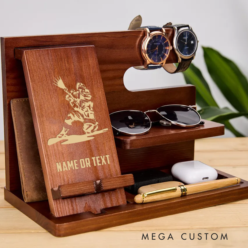 Personalized Firefighter Themed Wooden Desk Organizer with Custom Name Gift for Firefighters