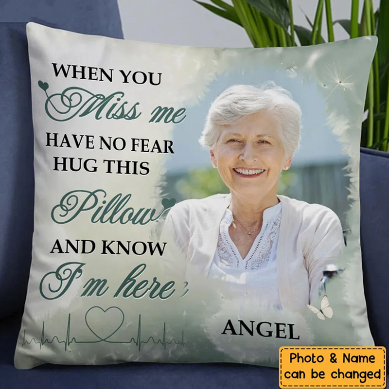 Personalized Memorial Pillow Hug This Pillow And Know I'm Here Custom Double Sided Pillow Bereavement Gift Sympathy Gift 