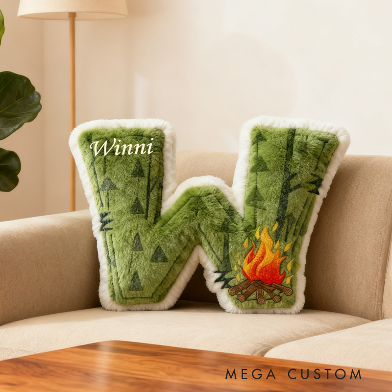 Personalized Campervan Letter Pillow Custom Outdoor Camping Pillow Gift for Family Pillow Gift for Camper