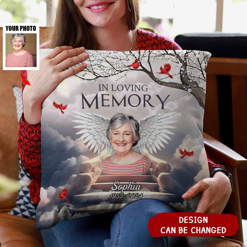 Personalized Photo Pillow In Loving Memory In Heaven Custom Double Sided Pillow Bereavement Gift Sympathy Gift