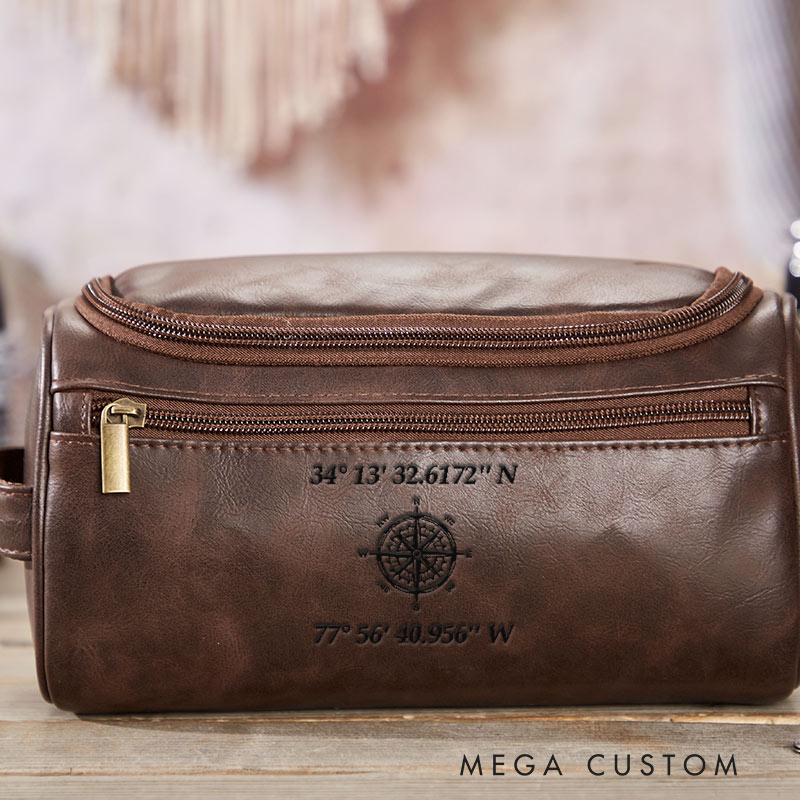 Personalized Coordinate PU leather hook-handled makeup bag for traveling lovers