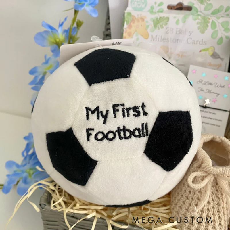 Personalised Baby Football Gift New Baby Gift Soft Rattle Baby Ball Any Name Baby Shower Gift Baby Toy Soft Fleece Ball Baby Toy
