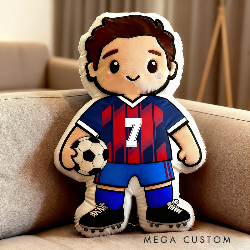 Personalized Soccer Player Pillow with Custom Name and Jersey Number