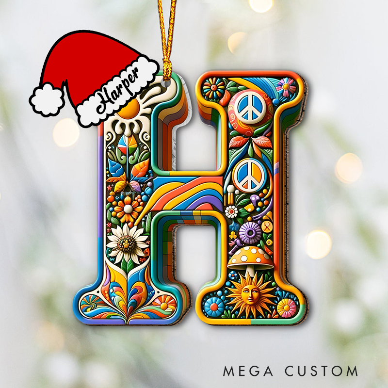Personalized Beautiful Hippie Letter Ornament Custom Hippie Ornament