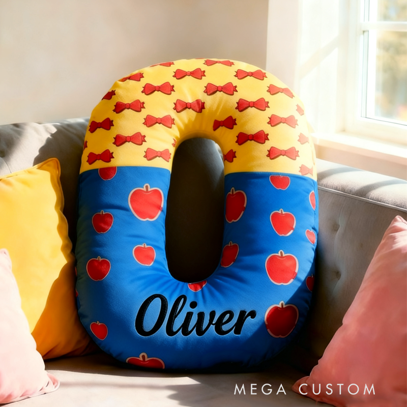 Personalized Cute Fairy Tale Style Initial Name Pillow Christmas Gift for Kids Family
