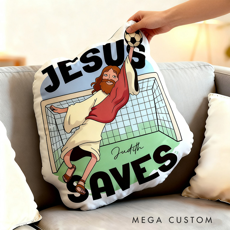 Personalized Jesus Saves Soccer Goalie Pillow with Name Home Decor Christian Humor Pillow Religious Gift for rsonalized Cute Jesus Play Basketball He is Rizzin Pillow with Name Home Decor Christian Humor Pillow for Kids Religious Gift for Basketball Lover