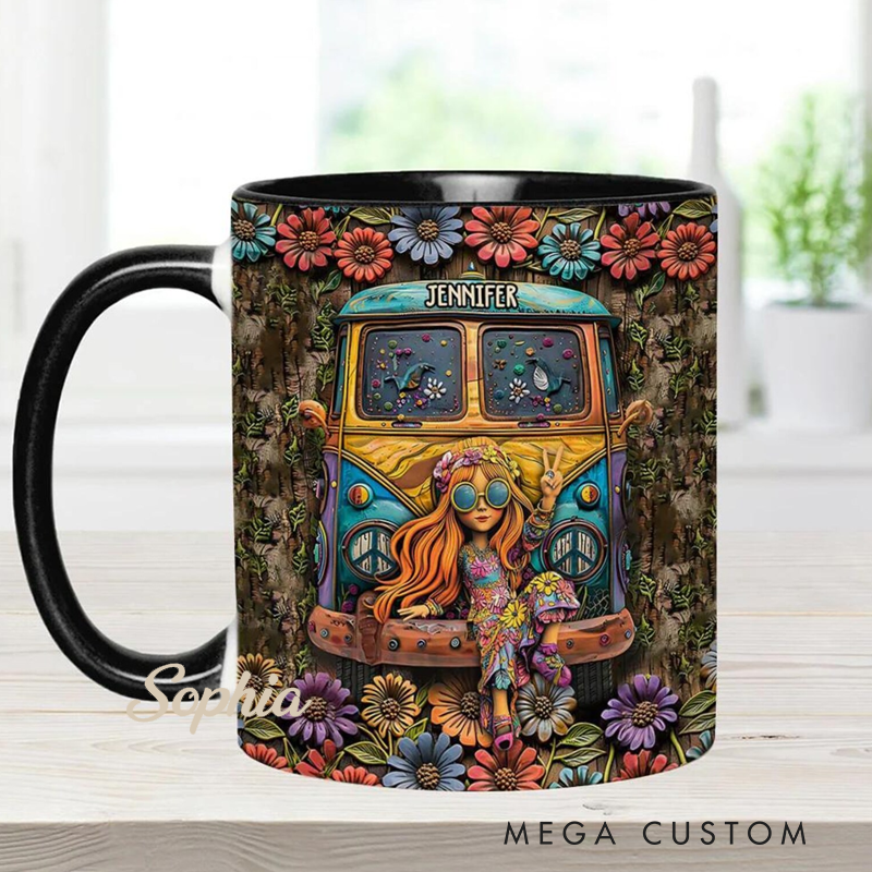 Personalized Awesome Caravan Personalized Hippie Accent Mug Campervan Enamel Camp Mug Custom Camper Van Gift Accessories Camping Mug