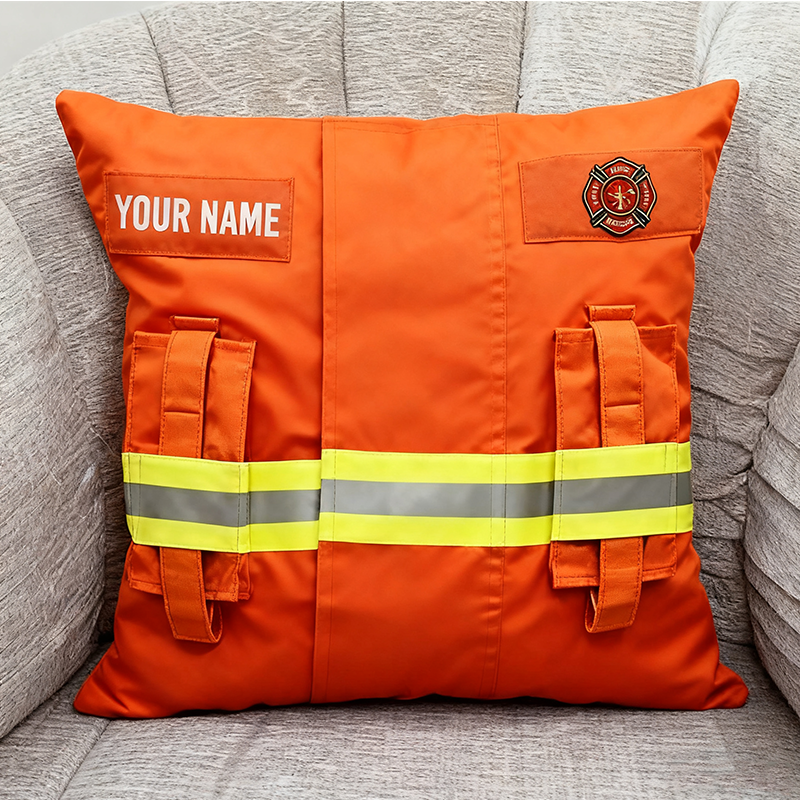 Personalized Firefighter Turnout Gear Pillow with Custom Name Perfect Gift for Firefighters and Firefighting Enthusiasts
