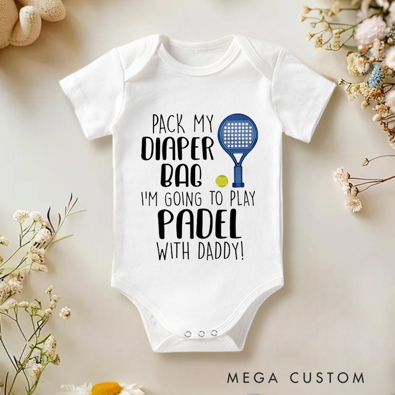 Personalized Pack Diaper Bag with Daddy Baby Bodysuit Baby Romper Sports Baby Gift