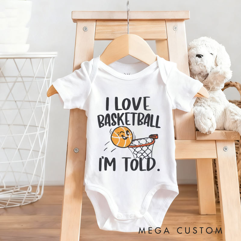Personalized I Love Basketball I'm Told Baby Bodysuit Baby Romper Sports Baby Gift