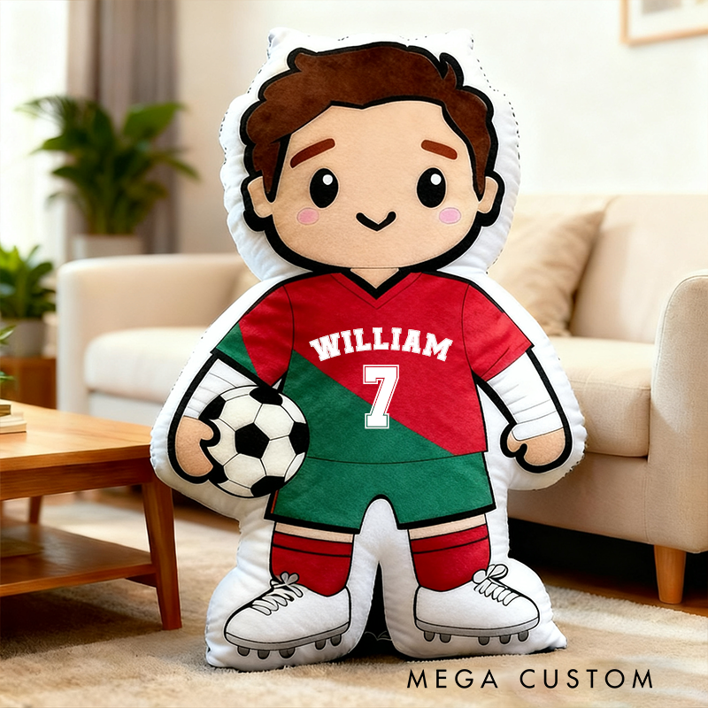 Personalized Soccer Player Pillow with Custom Jersey Number