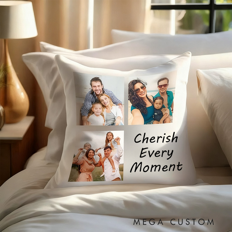 Personalized Photo Collage Pillow Sweet Home Design Custom Picture Cushion Cozy Decorative Throw Pillow for Living Room Unique Gift for Family