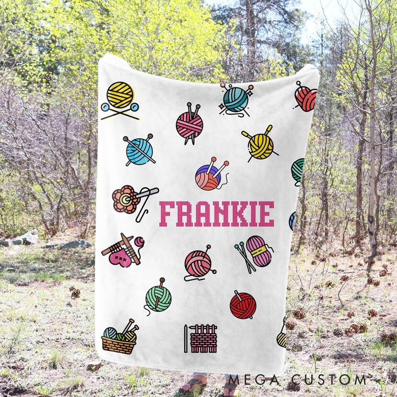 WDHCTBK_KKTZ02600002Personalized Name Crochet Blanket Gift for Knitting Lovers