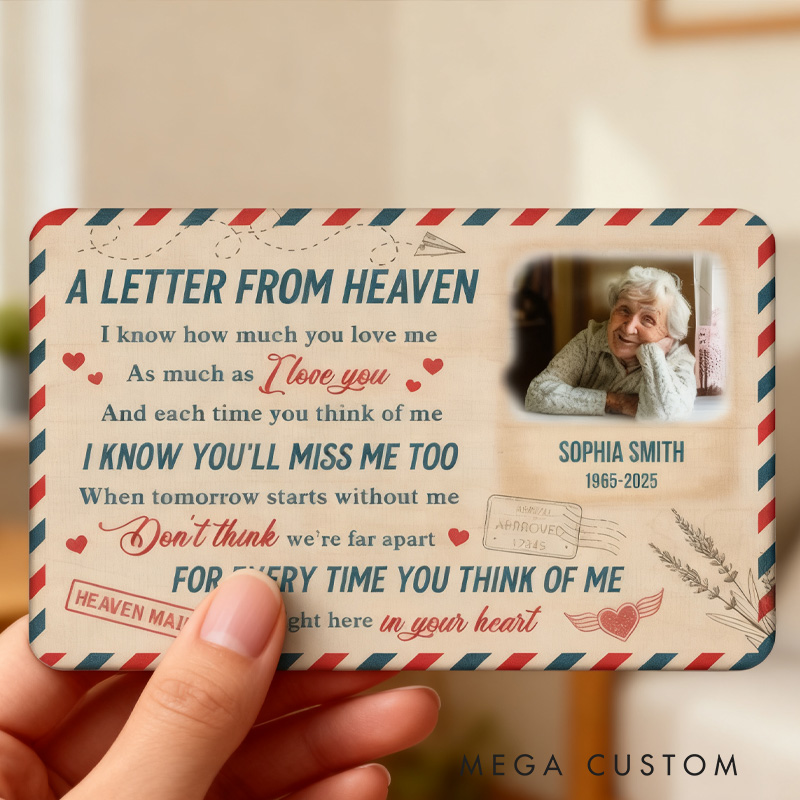Personalised Memorial Wallet Card A Letter From Heaven Metal Keepsake Gift In Memory Gift Memorial Cards Memorial Gift From Photo