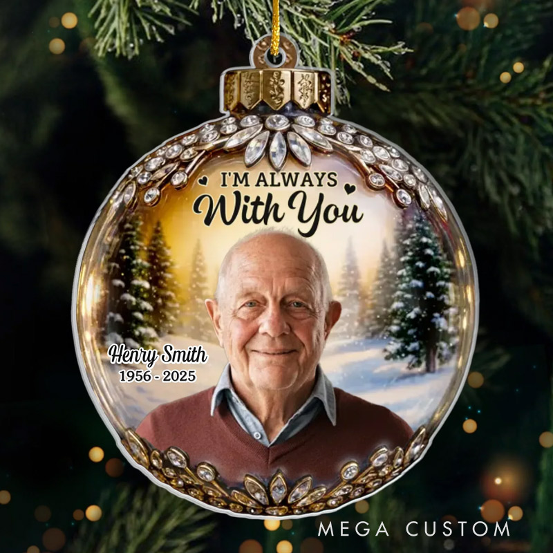 Personalized Photo Acrylic Ornament Christmas Memorial Sympathy Gifts for Loss of Loved One In Every Sunset I Feel You