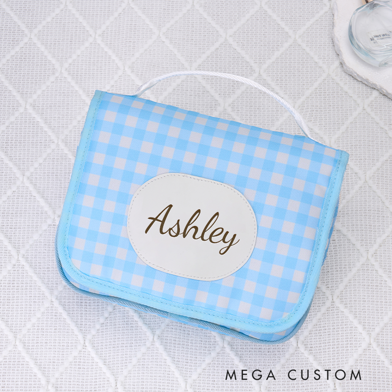 Personalized Makeup Bag with Name Large Multi-compartment Makeup Bag with Makeup Brush Holder Travel Essentials Birthday Gift for Women