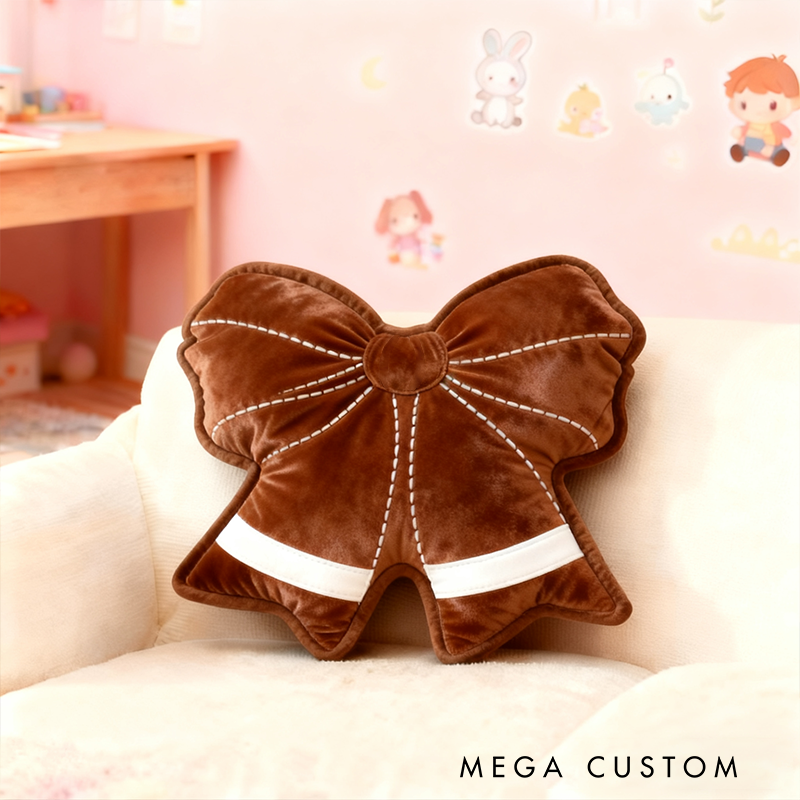 Personalized Soccer Ball Pattern Bow Shaped Pillow with Custom Ball Design