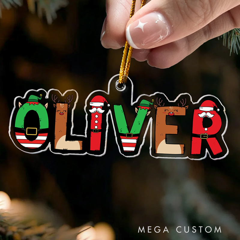 Personalized Name Elf Santa Letter for Kids Family Bulk Gifts Custom Acrylic Ornament