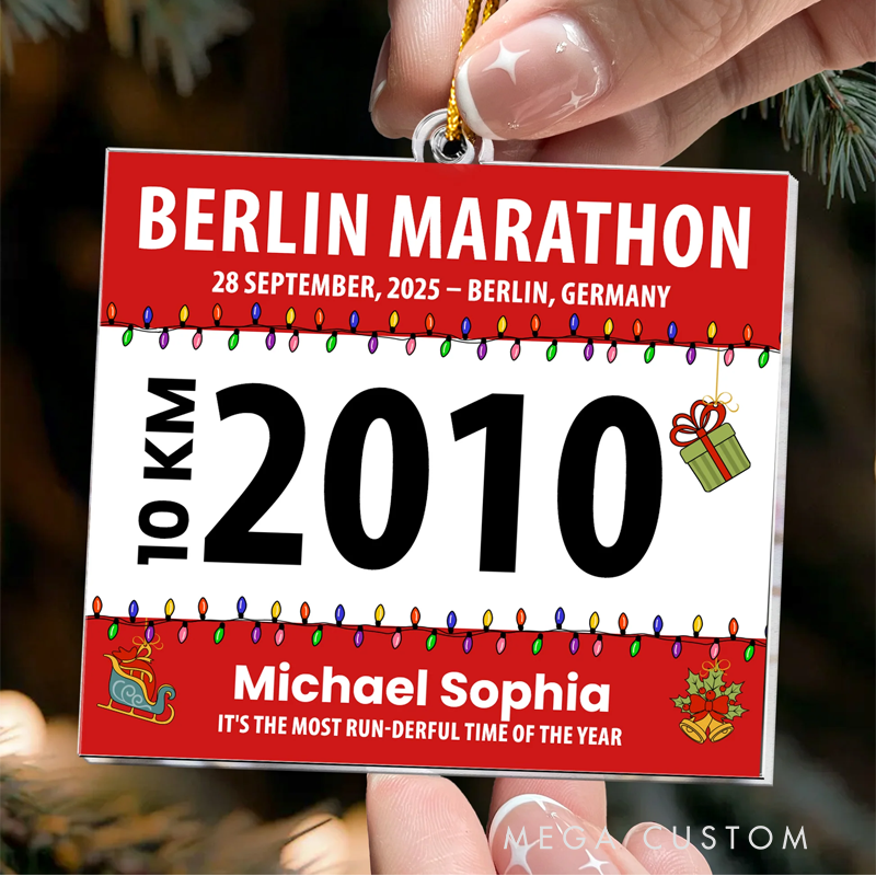 Personalized Race Bib for Runner Acrylic Ornament Christmas Gift for Family