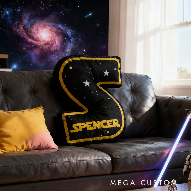 Personalized Galaxy Alphabet Shaped Pillow for Movie Lovers Initial Pillow Christmas Gift for Kids