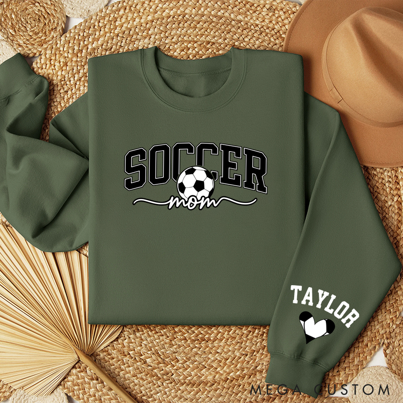 Personalized Soccer Mom Sweatshirt with Custom Name and Stylish Graphic Design