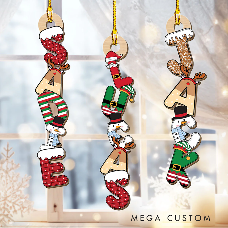 Personalized Letter Name Christmas Ornament Christmas Gift for Family Kids