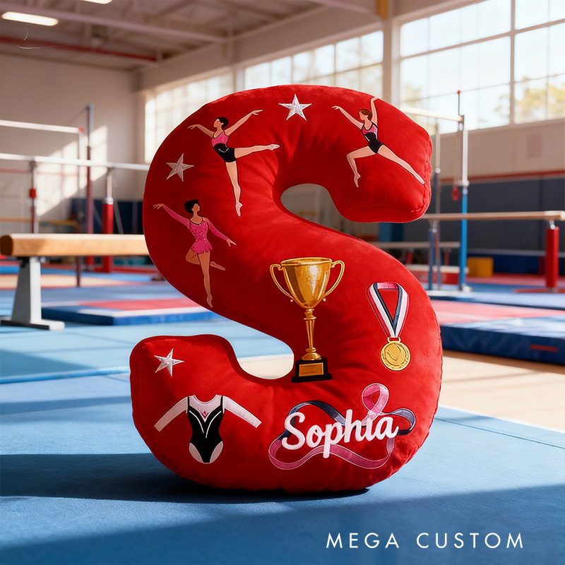 Personalized Graphic 3D Print Gymnastic Alphabet Shaped Pillow for Gymnastic Lovers Initial Pillow Christmas Gift for Kids