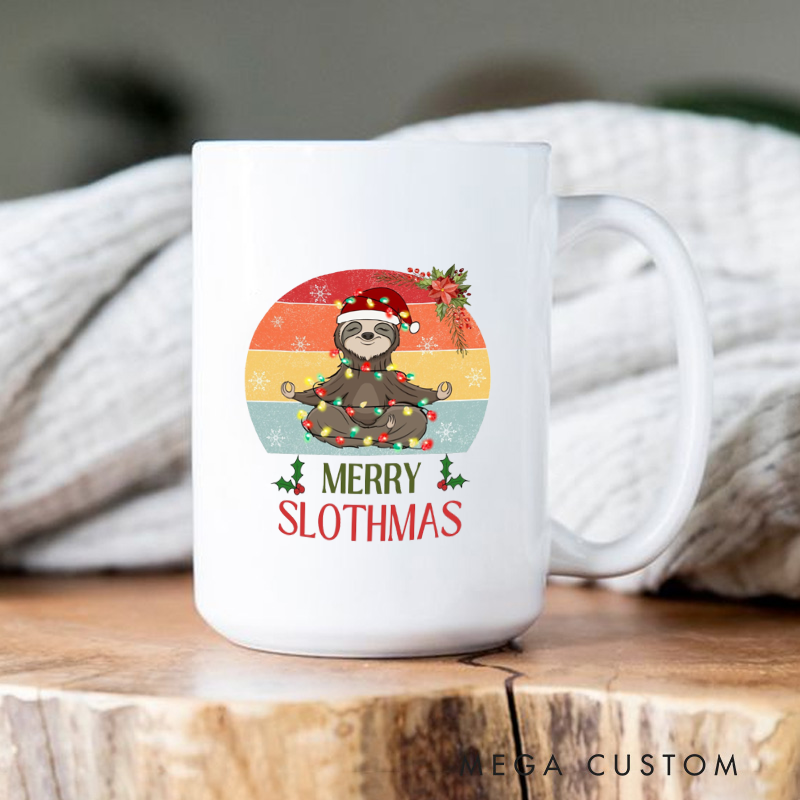 Personalized Christmas Yoga Mug Sloth Yoga Mug Funny Yoga Mug Perfect Holiday Gift for Yoga Enthusiasts Relaxing and Festive Drinkware