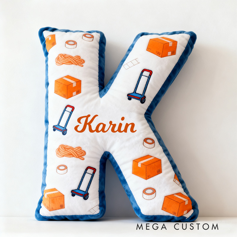 Personalized Letter Pillow Custom Name Design Soft Decorative Cushion for Kids Room Playful Moving Day Theme Unique Gift for Children Bedroom Decor