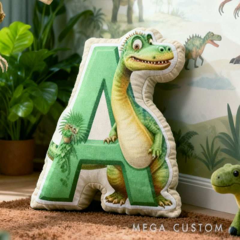 Personalized Cute Dinosaur Boy with Name Graphic 3D Print Pillow Christmas Gift for Kids 