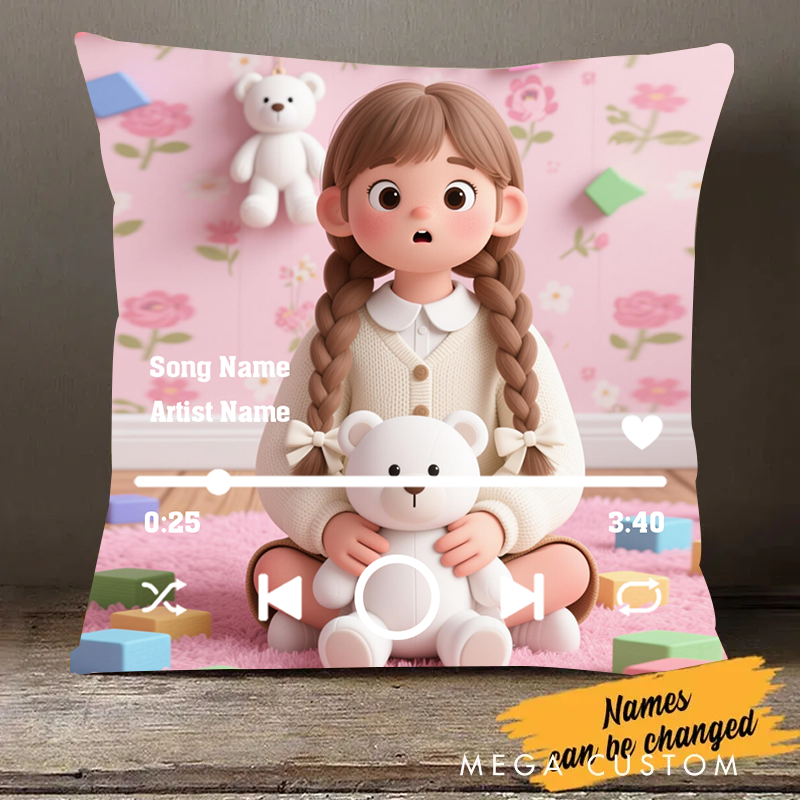Personalized Song Throw Pillow and Custom Music and Photo Throw Pillow Music Plaque and Christmas Gifts for Kids