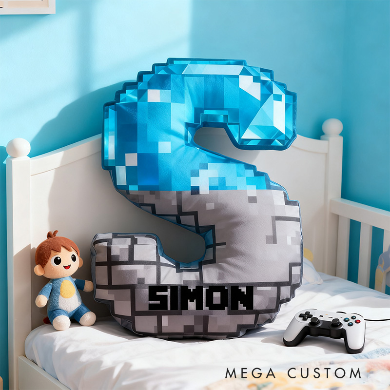 Personalized Graphic 3D Print Pixel Diamond Shaped Pillow for Game Lovers Plush Pillow Christmas Gift for Kids