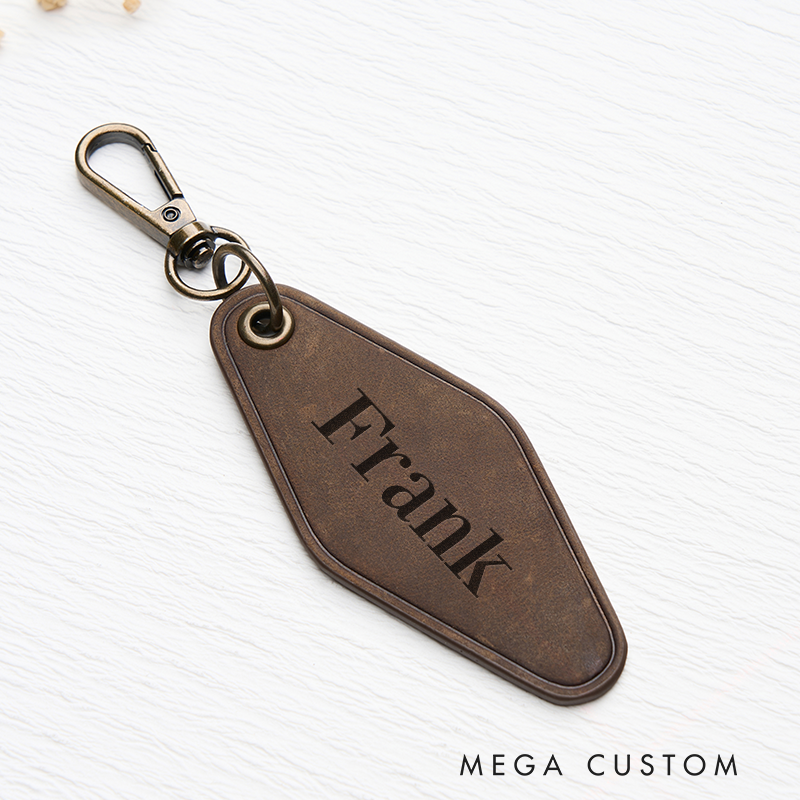 Personalized Leather Keychain for Men Custom Keychain with Name Engraved Leather Key Chain Anniversary Gift for Him Groomsmen Gift Birthday Gift for Dad Boyfriend Husband