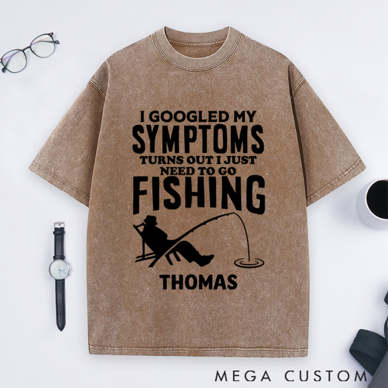 Personalized Fishing T-Shirt Funny Fishing Washed T-Shirt Custom Name Sweatshirt Humorous Design Perfect for Fishing Enthusiasts